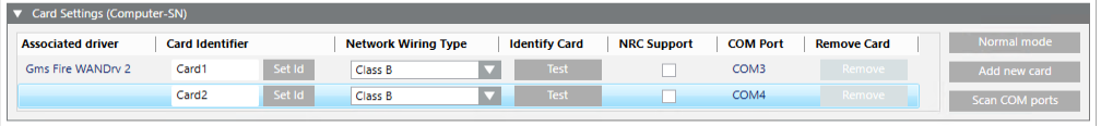 Card Settings Programming Mode