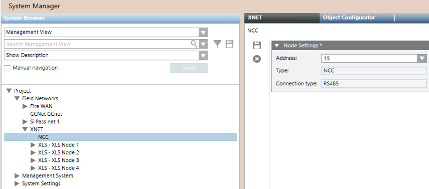 NCC object setting